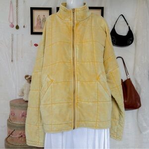 Boho coastal effortless girly baggy oversized quilted cotton blend yellow jacket